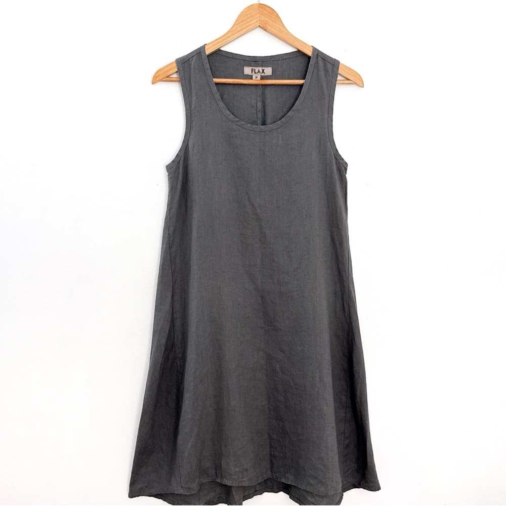 Flax Linen Dress Lagenlook Gray Coastal Boho Minimalist Capsule Organic Small